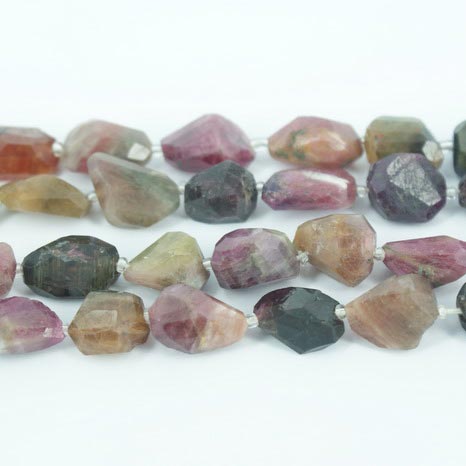 Multi Tourmaline Nugget Faceted Beads